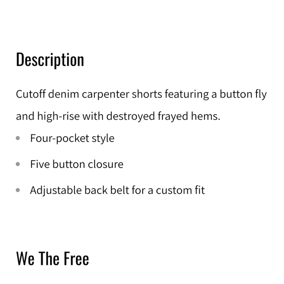 NWT FreePeople: Romeo Rolled Cut Off Shorts -White - Picture 4 of 5